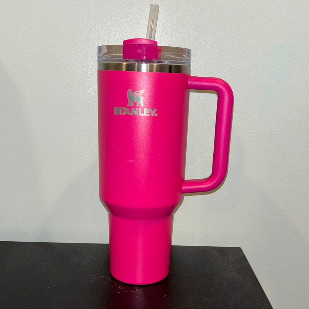 Stanley Hot Pink Travel Mug with Straw